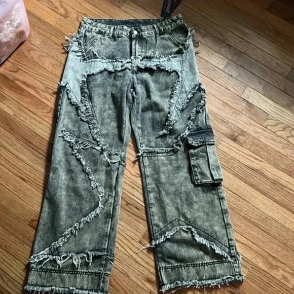 Grunge Punk Cargo Jeans size 12 - Picture 1 of 7